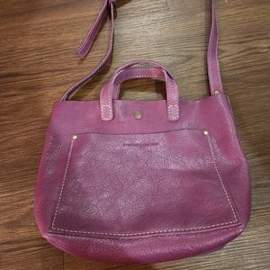 Portland Leather Goods Mini Crossbody Tote in Mulberry